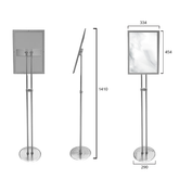 Olmecs Poster Stand Silver With Dual Pole & Aluminium Snap Frame A4